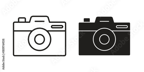 Camera icon in minimal flat, stroke style. suitable for graphic designs