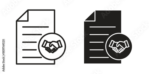 Contract icon in minimal flat, stroke style. suitable for graphic designs
