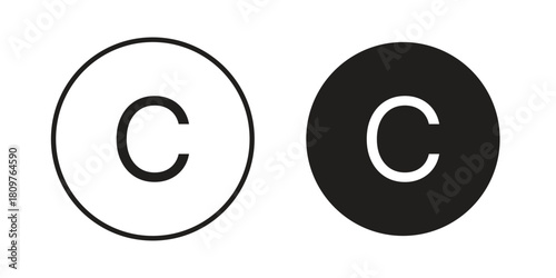 Copyright icon in minimal flat, stroke style. suitable for graphic designs