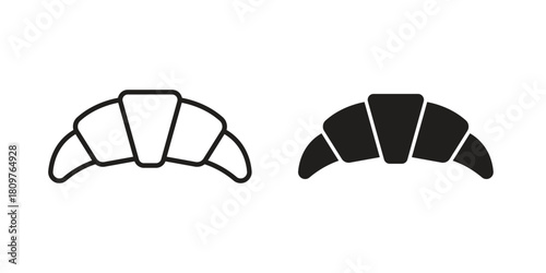 Croissant icon in minimal flat, stroke style. suitable for graphic designs