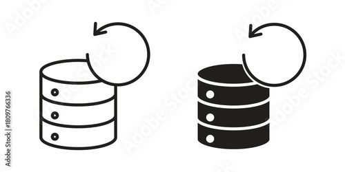 Data backup icon in minimal flat, stroke style. suitable for graphic designs