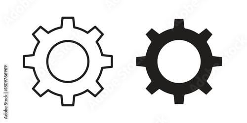 Cogwheel icon in minimal flat, stroke style. suitable for graphic designs