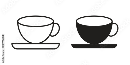 Coffee icon in minimal flat, stroke style. suitable for graphic designs