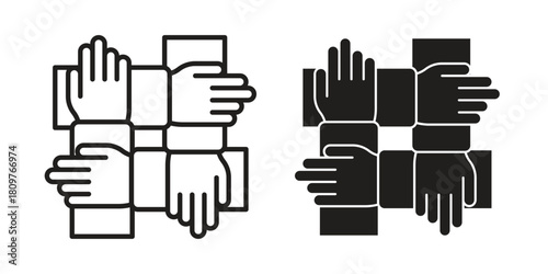 Collaboration icon in minimal flat, stroke style. suitable for graphic designs