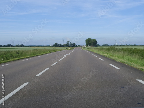  A view of a nice empty road in spring. Burgundy, France - May 29, 2025. 