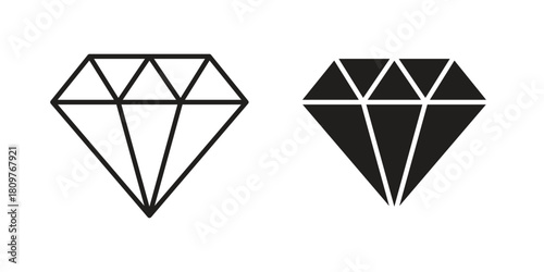 Diamond icon in minimal flat, stroke style. suitable for graphic designs