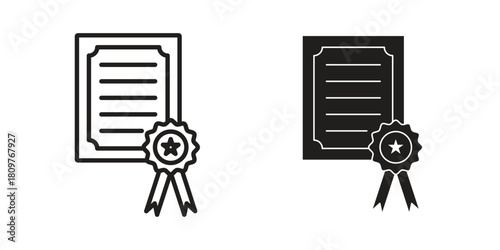 Diploma icon in minimal flat, stroke style. suitable for graphic designs