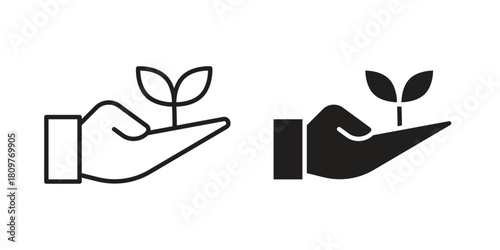 Eco-friendly icon in minimal flat, stroke style. suitable for graphic designs