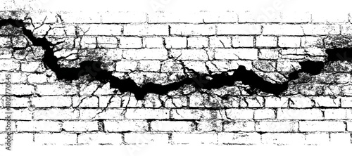 Abstract black and white cracked wallpaper with distressed cement surfaces texture .grunge cracked texture template with scratched wall background .