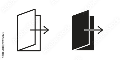 Exit icon in minimal flat, stroke style. suitable for graphic designs