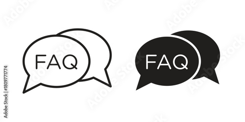 FAQ icon in minimal flat, stroke style. suitable for graphic designs