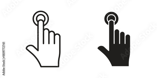finger tap icon in minimal flat, stroke style. suitable for graphic designs