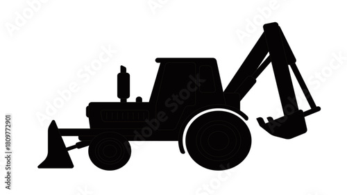 excavator and truck