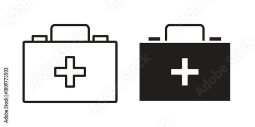 First aid kit icon in minimal flat, stroke style. suitable for graphic designs