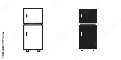 Fridge icon in minimal flat, stroke style. suitable for graphic designs