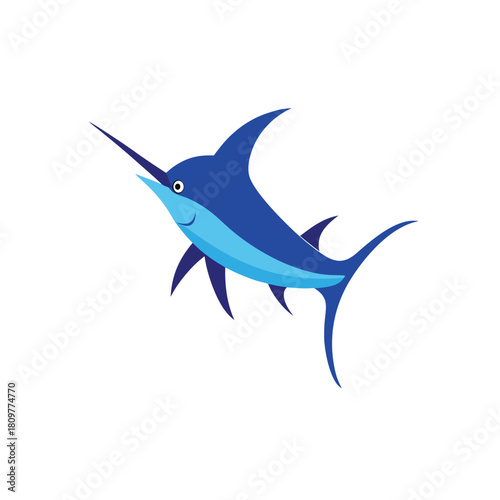 Blue marlin fish illustration isolated on white background