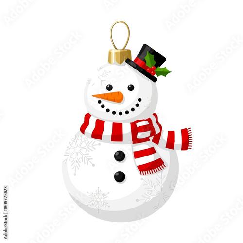 Whimsical snowman ornament with holiday flair and seasonal charm decoration illustration