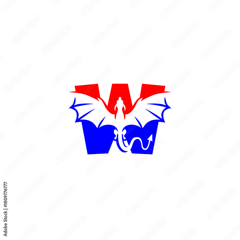 Obraz premium Mythical Dragon Letter W Logo...