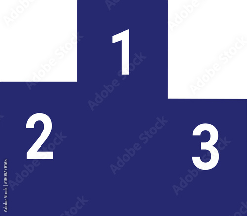 Vector graphic of a simple three-tiered winner's podium, clearly displaying numbers one, two, and three. Symbolizing competition, success, and achievement, this visual represents top performance