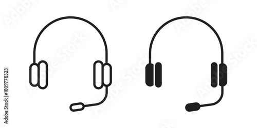 Headphones icon in minimal flat, stroke style. suitable for graphic designs