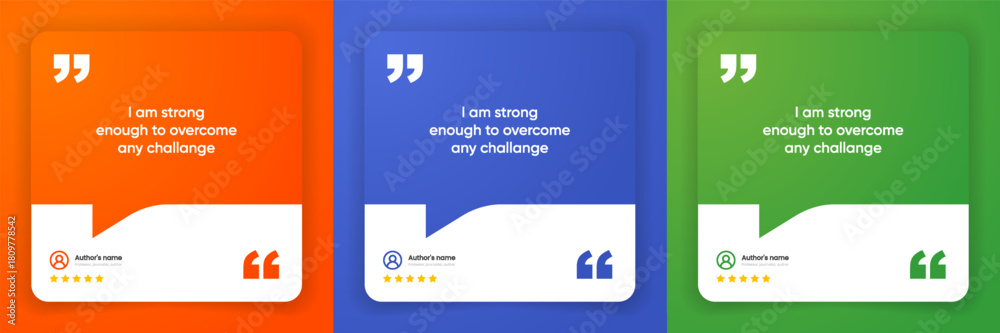 Obraz premium 3D bubble testimonial banner, quote, infographic. Social media post template designs for quotes. Empty speech bubbles, quote bubbles and text box. Vector Illustration EPS10.