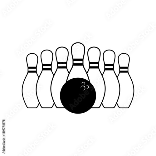 Set of bowling Sport icons. Bowling ball and pin icon