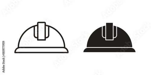 Helmet icon in minimal flat, stroke style. suitable for graphic designs