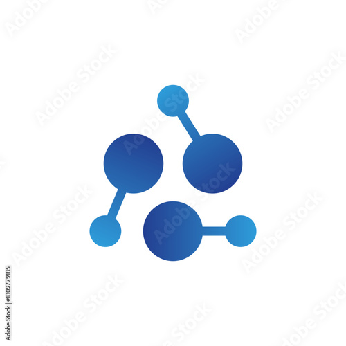 Triangle Blue Molecule or DNA abstract rotation logo design