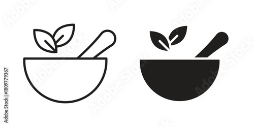 Herbal medicine icon in minimal flat, stroke style. suitable for graphic designs