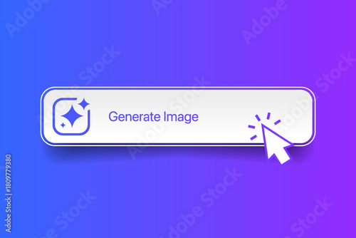 Ai Generate button.  Text to artificial intelligence image generator. Call for assistant help, image and text generator symbol.