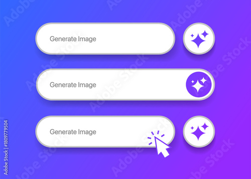 Ai Generate button.  Text to artificial intelligence image generator. Call for assistant help, image and text generator symbol.