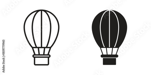 Hot air balloon icon in minimal flat, stroke style. suitable for graphic designs