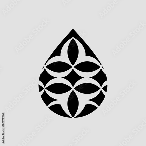 Black and white water drop pattern isolated on