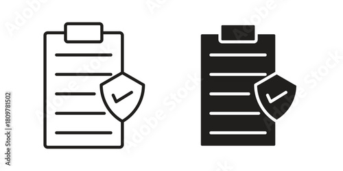 Insurance policy icon in minimal flat, stroke style. suitable for graphic designs