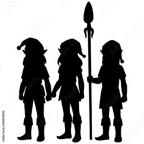 Black and white silhouette of a fire truck with an extended ladder