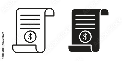 Invoice payment icon in minimal flat, stroke style. suitable for graphic designs