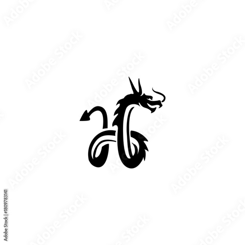 Dragon Shaped Letter H Logo, ...