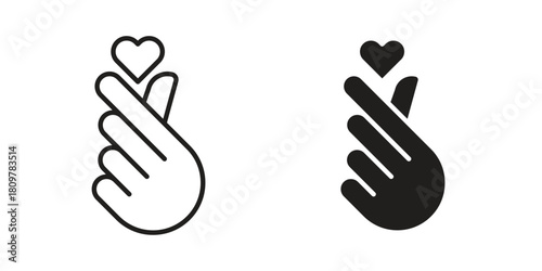 korean heart icon in minimal flat, stroke style. suitable for graphic designs