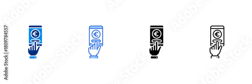 Mobile Payment Icon Set With Euro Currencies