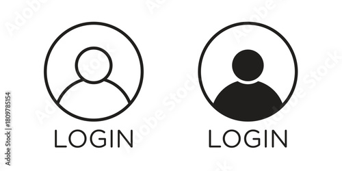 Login icon in minimal flat, stroke style. suitable for graphic designs
