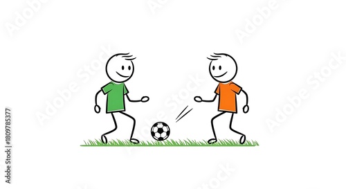 Stick Figures Playing Soccer - A Simple and Fun Illustration.
