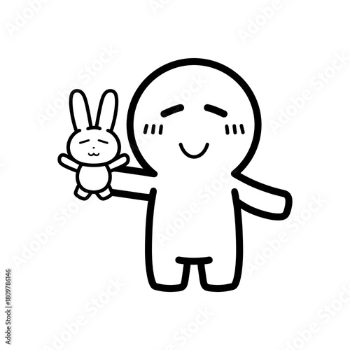 ぬいぐるみを持っている人物　イラスト