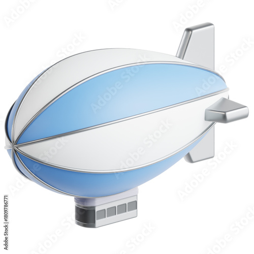 Airship illustration A vibrant 3D design of a blimp, perfect for travel or aviation concepts, in a clean style