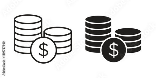 Money icon in minimal flat, stroke style. suitable for graphic designs