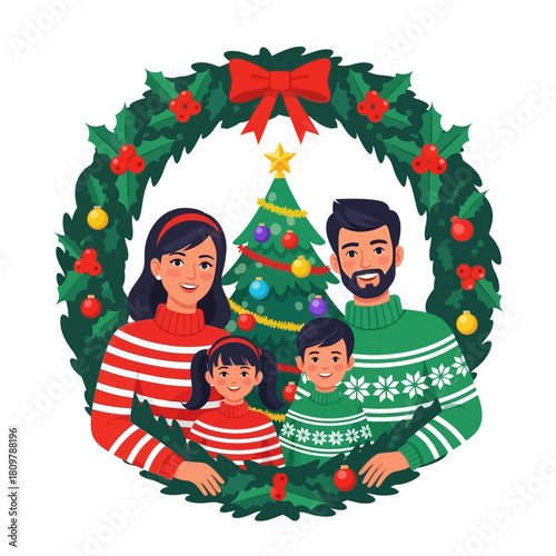 Festive family celebration: A vibrant illustration of holiday joy and togetherness