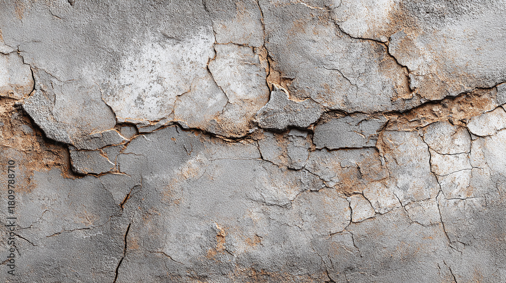 Fototapeta premium The rugged texture of a cracked stone surface, displaying intricate fissures and patterns. A natural and aged appearance, with shades of gray and brown tones, providing a sense of age and resilience