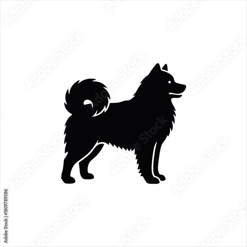 Samoyed Silhouette Minimal Line Art Vector Logo