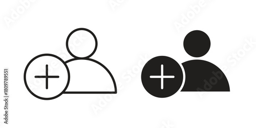 New account icon in minimal flat, stroke style. suitable for graphic designs