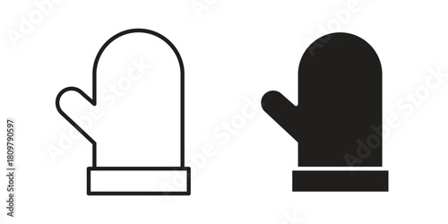 Oven mitt icon in minimal flat, stroke style. suitable for graphic designs