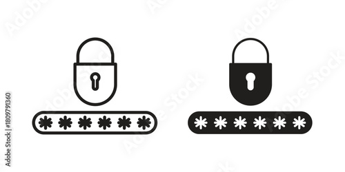 Password icon in minimal flat, stroke style. suitable for graphic designs